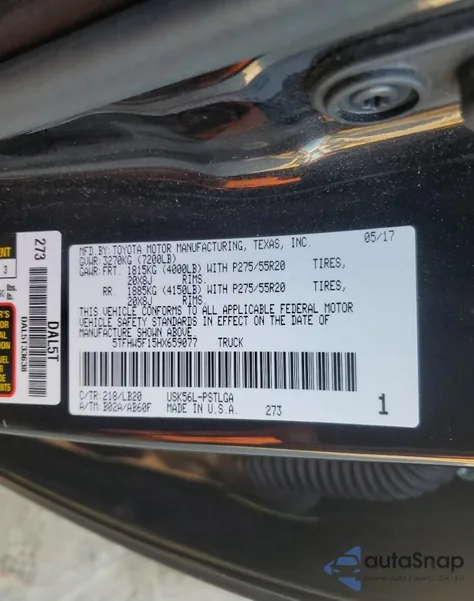 2017 Toyota Tundra Crewmax Limited z USA, uszkodzony, nr VIN 5TFHW5F15HX659077